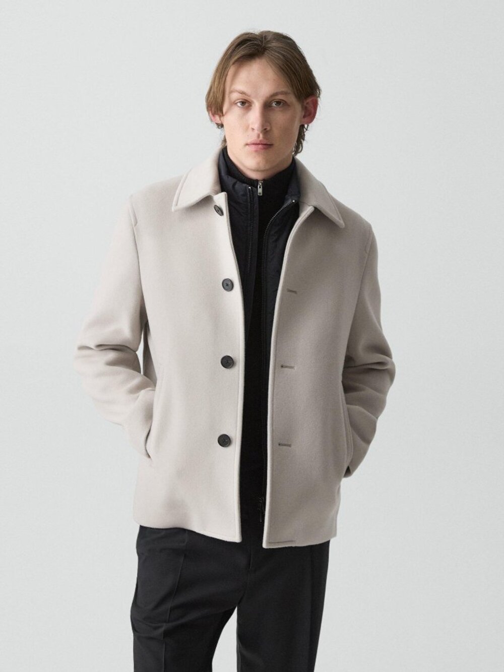 Theory Alabaster Peacoat in Plush Melton Size S